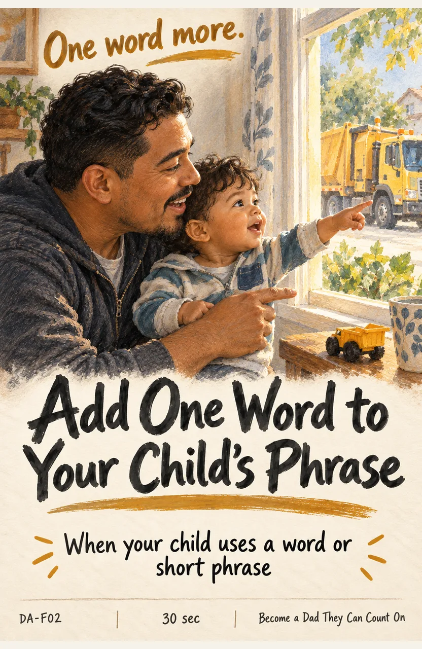 Add One Word to Your Child’s Phrase When: your child uses a word or short phrase