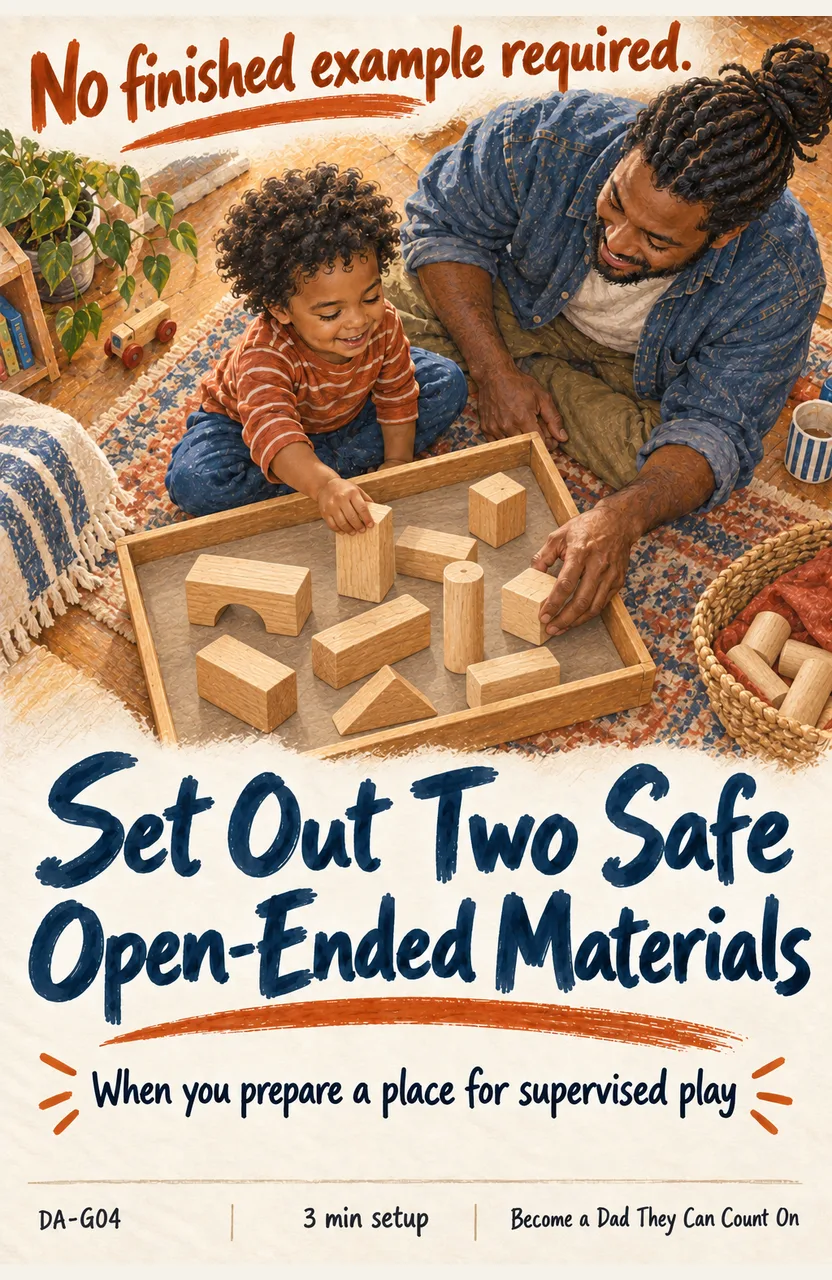 Set Out Two Safe Open-Ended Materials When: you prepare a place for supervised play