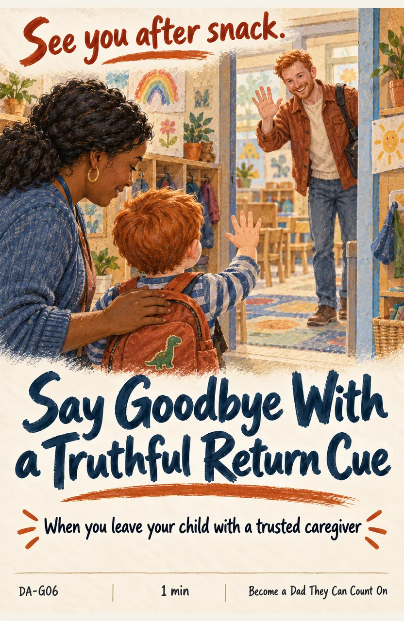 Say Goodbye With a Truthful Return Cue When: you leave your child with a trusted caregiver