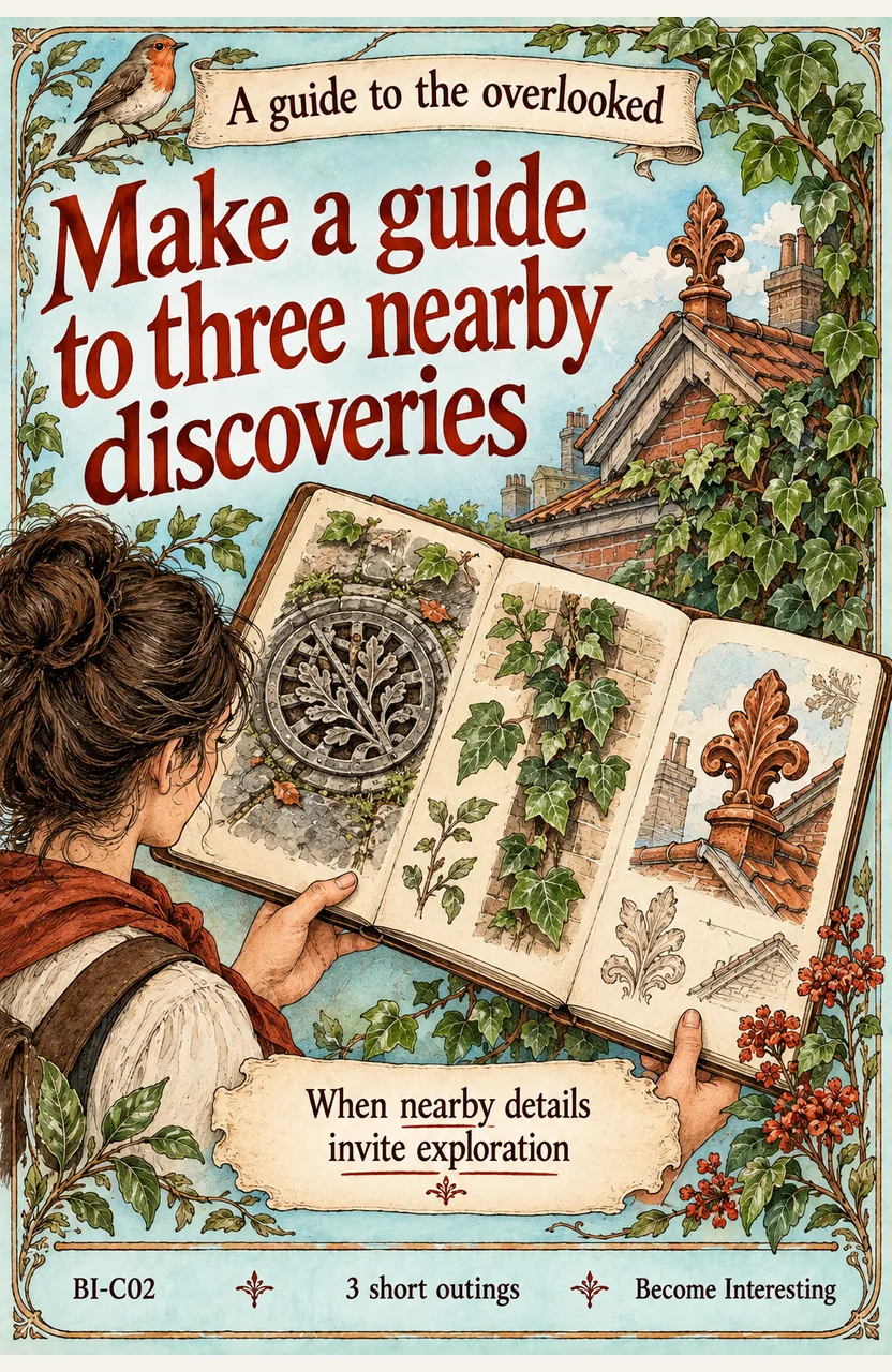 Make a guide to three nearby discoveries When: nearby details invite exploration
