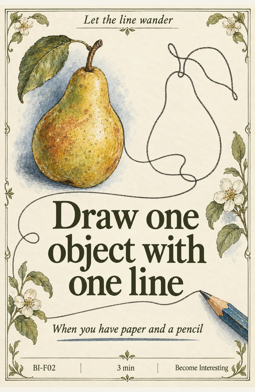 Draw one object with a continuous line When: you sit with paper and a pencil