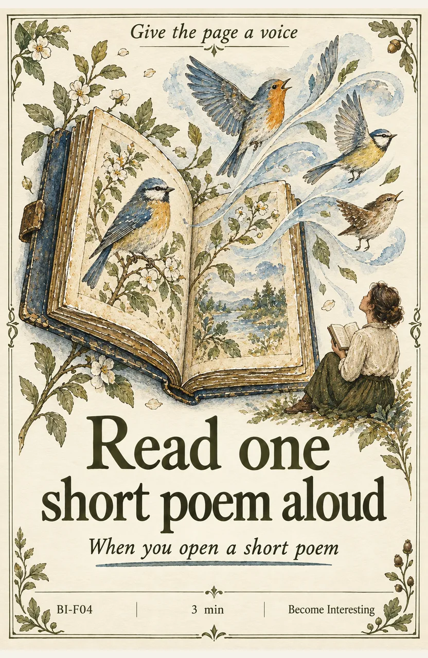 Read one short poem aloud When: you open a poem you want to read