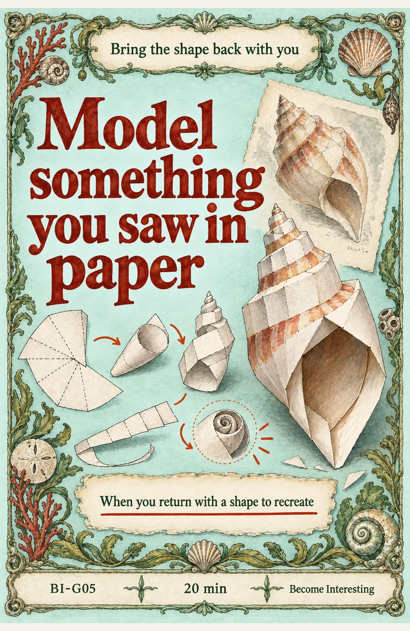 Make a paper model of something you saw When: you return with a shape you want to recreate