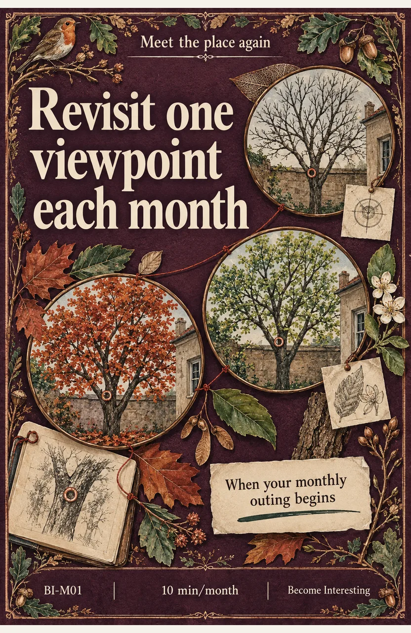 Revisit one viewpoint each month When: your chosen monthly outing begins