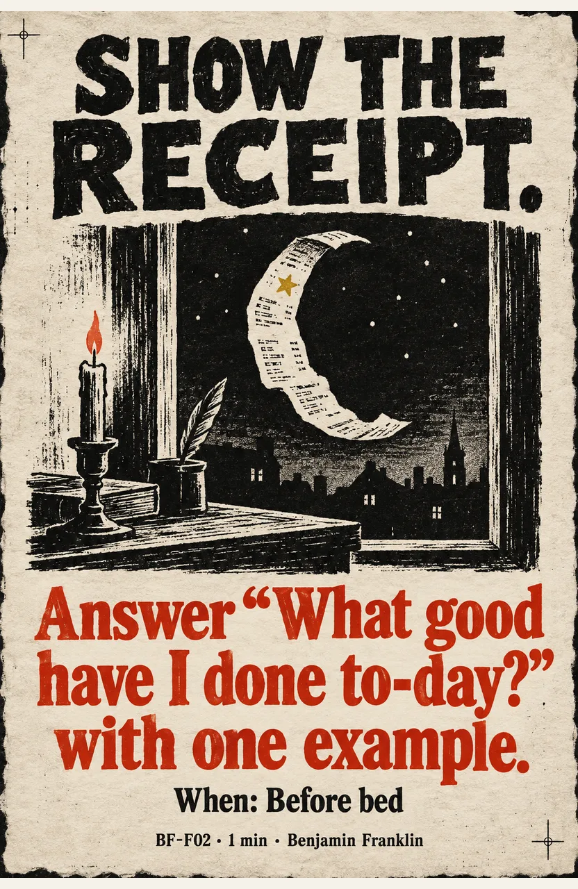 Answer “What good have I done to-day?” with one example. When: Before bed