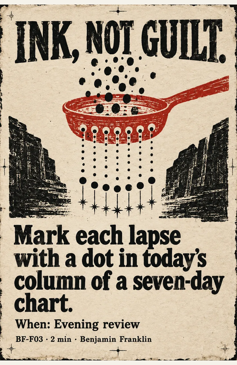 Mark each lapse with a dot in today's column of a seven-day chart. When: Evening review