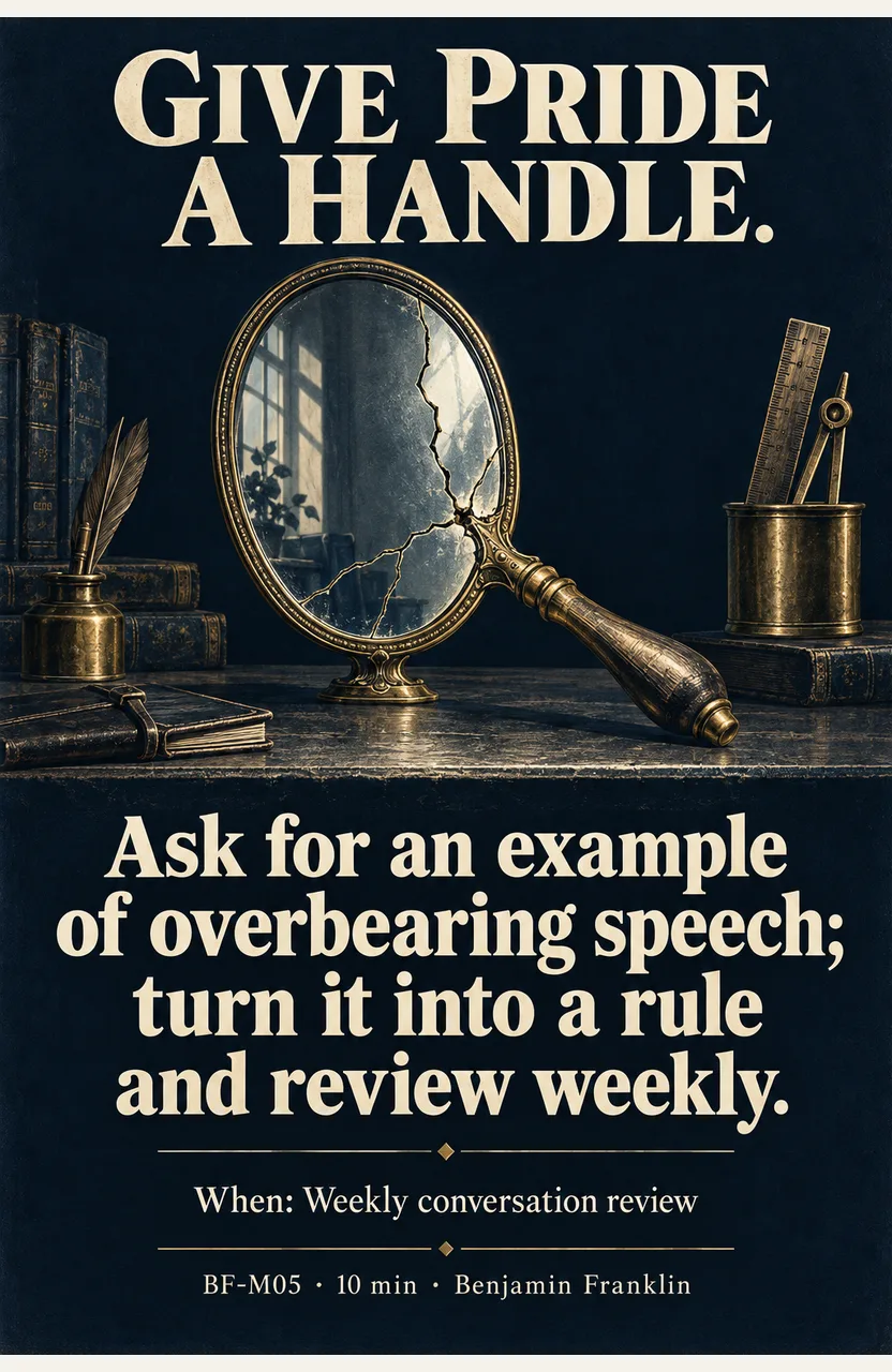 Ask for an example of overbearing speech; turn it into a rule and review weekly. When: Weekly conversation review