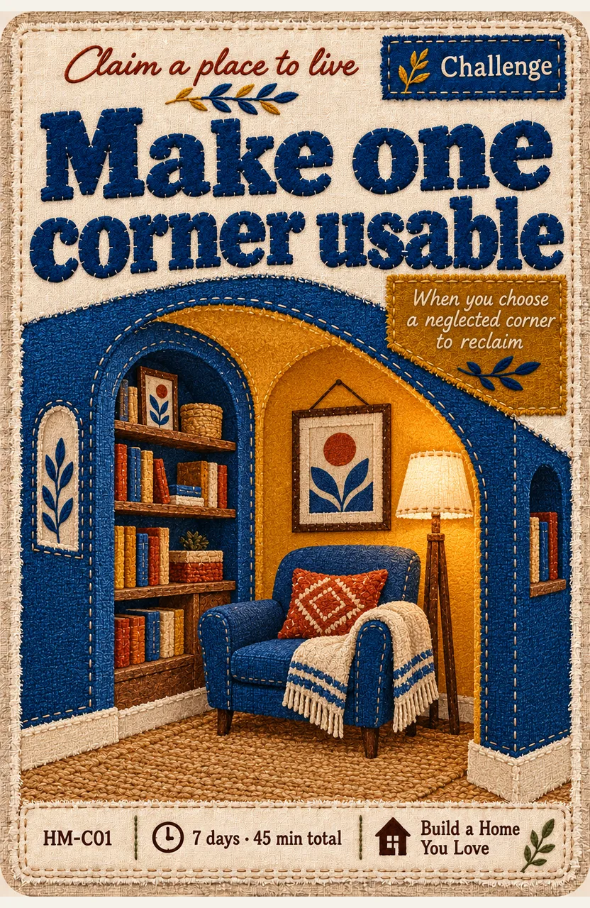 Make one corner usable When: you choose a neglected corner to reclaim