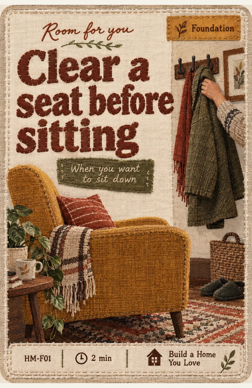 Clear a seat before sitting When: you want to sit down