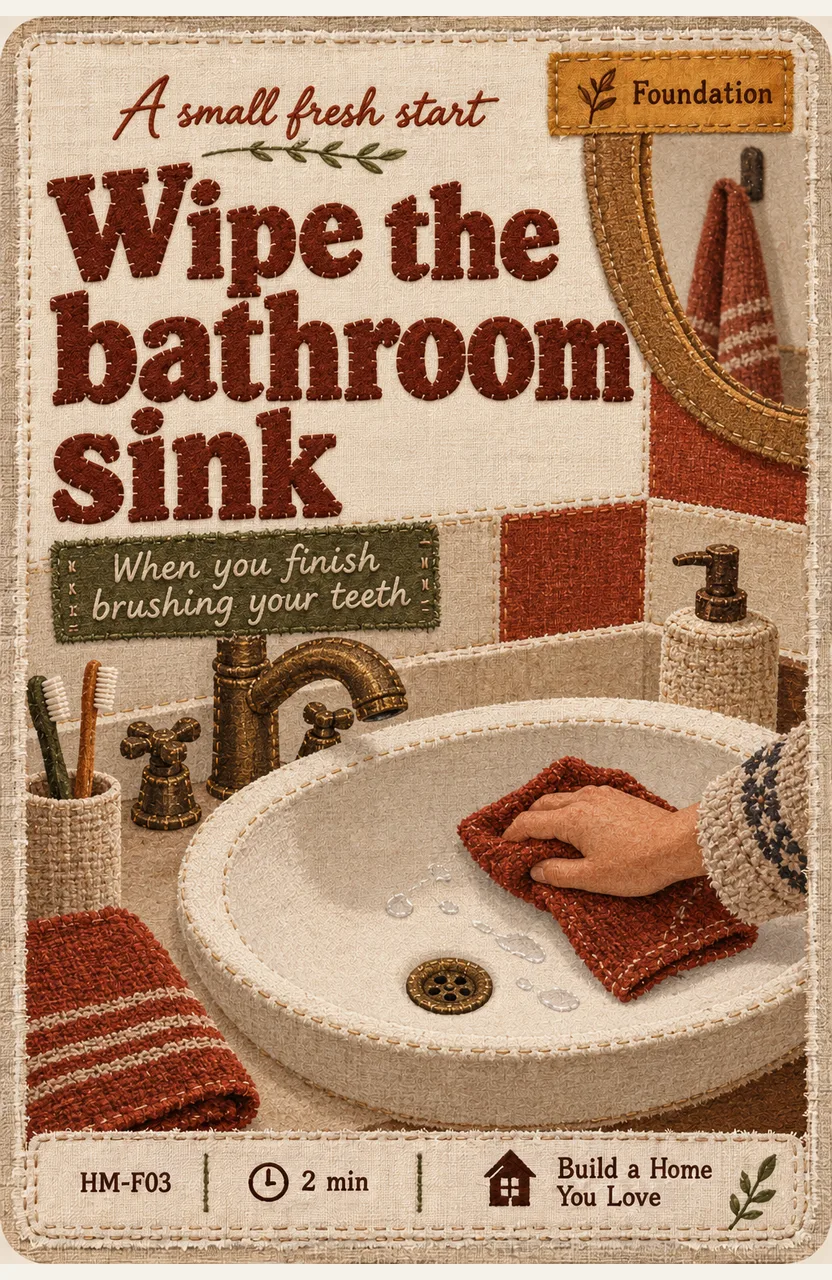 Wipe the bathroom sink When: you finish brushing your teeth