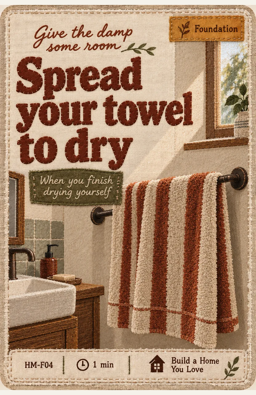 Spread your towel to dry When: you finish drying yourself