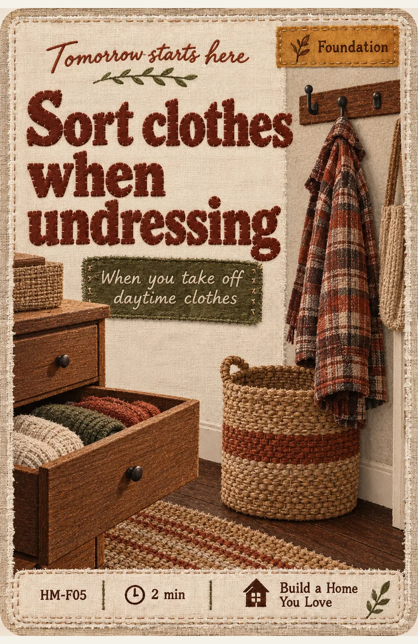 Sort clothes when undressing When: you take off daytime clothes