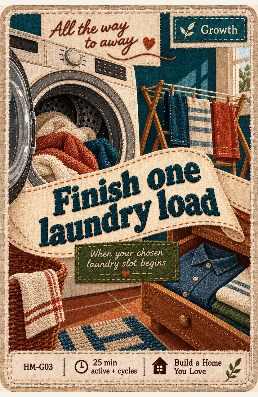 Finish one laundry load When: your chosen laundry slot begins