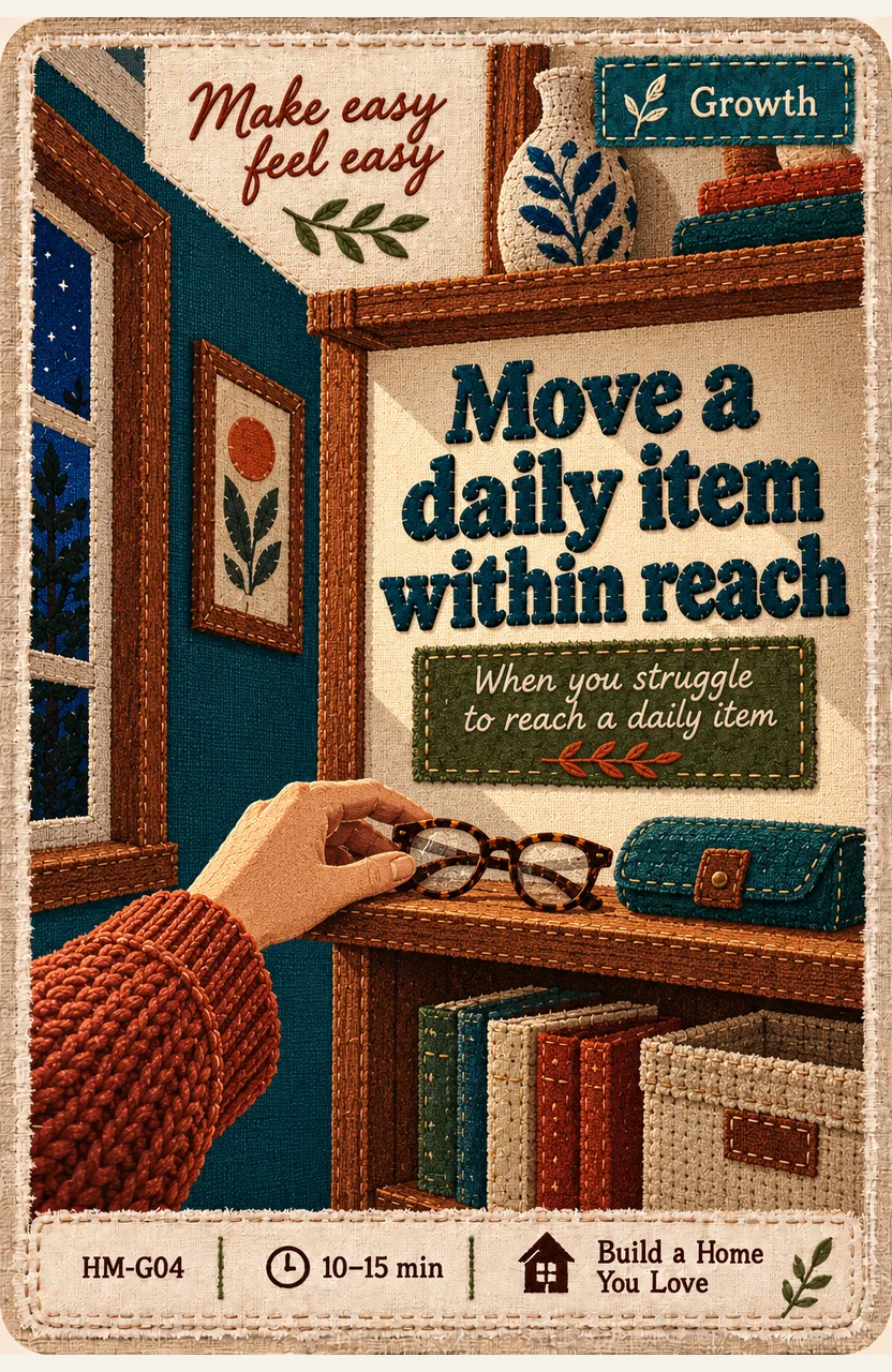 Move a daily item within reach When: you struggle to reach a daily item