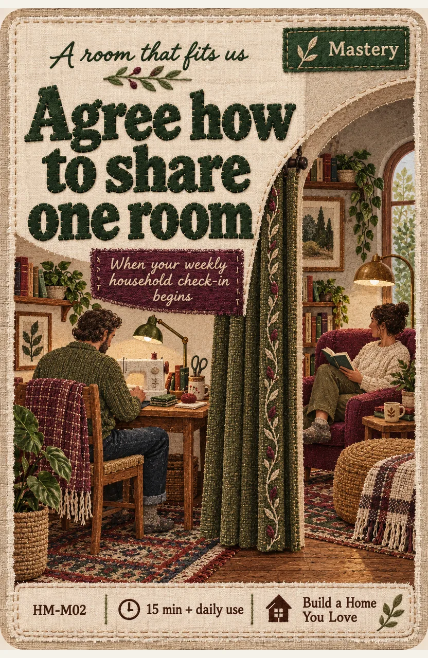 Agree how to share one room When: your agreed weekly household check-in begins