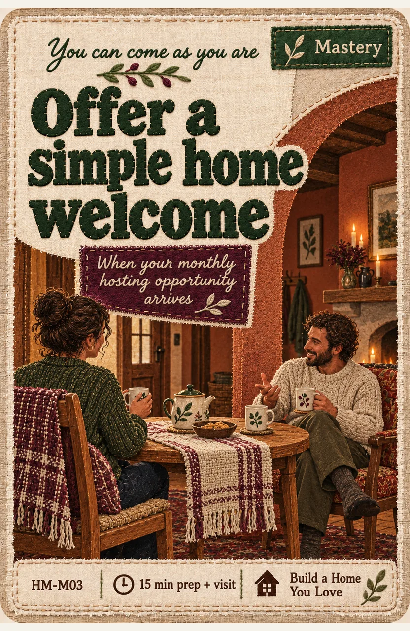 Offer a simple home welcome When: your chosen monthly hosting opportunity arrives