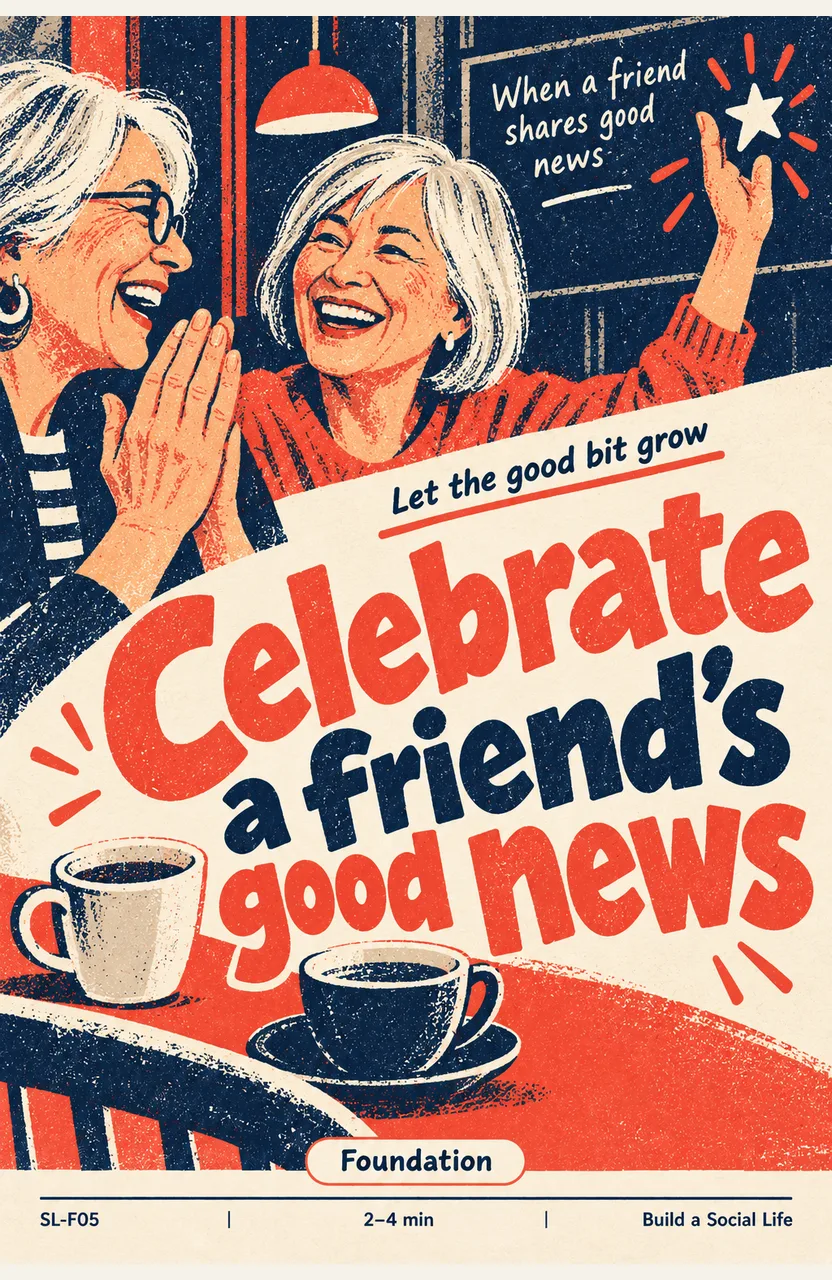 Celebrate a friend’s good news When: a friend tells you something they are pleased about