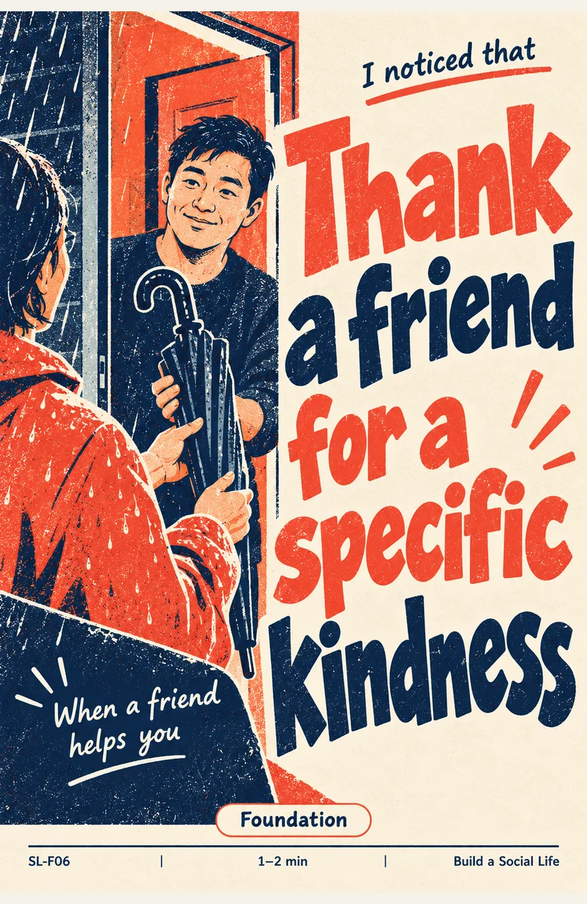 Thank a friend for a specific kindness When: a friend does something you appreciate