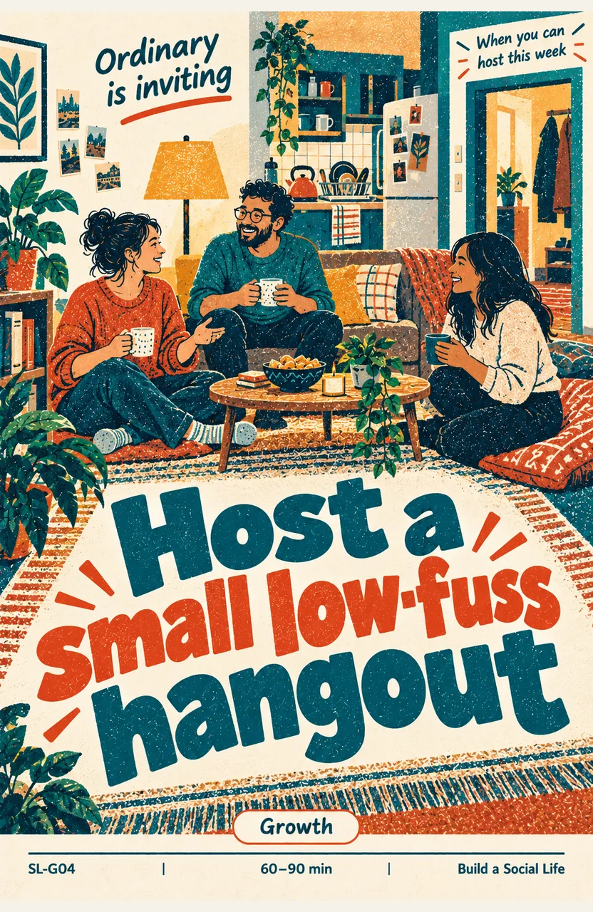 Host a small low-fuss hangout When: you have room for a short visit this week