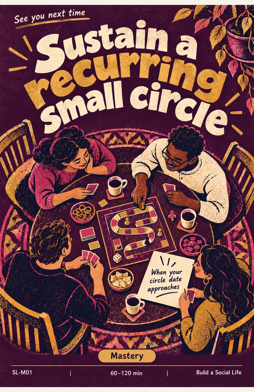 Sustain a recurring small circle When: your circle’s agreed regular date approaches