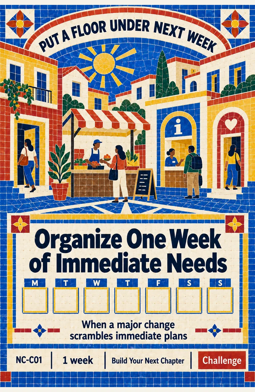 Organize One Week of Immediate Needs When: a major change scrambles immediate plans