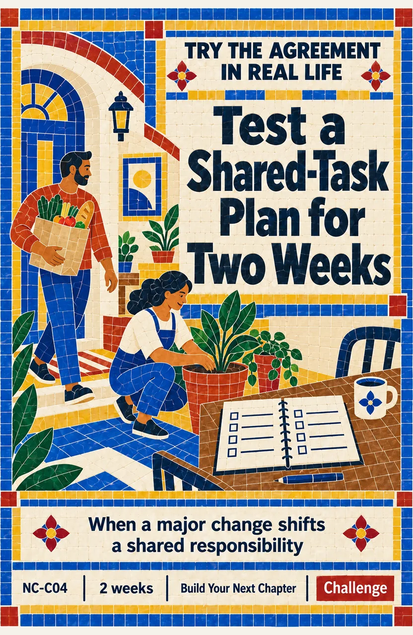 Test a Shared-Task Plan for Two Weeks When: a major change shifts a shared responsibility