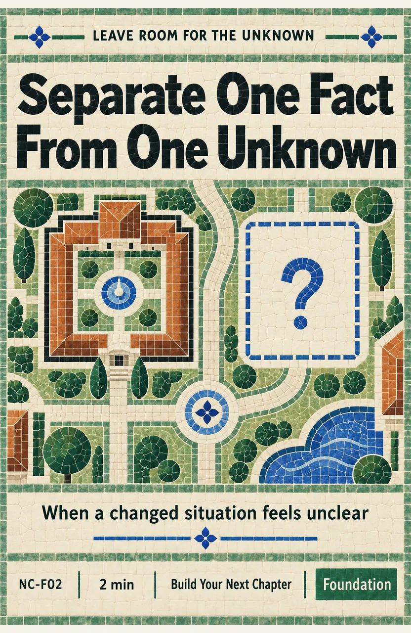 Separate One Fact From One Unknown When: a changed situation feels unclear