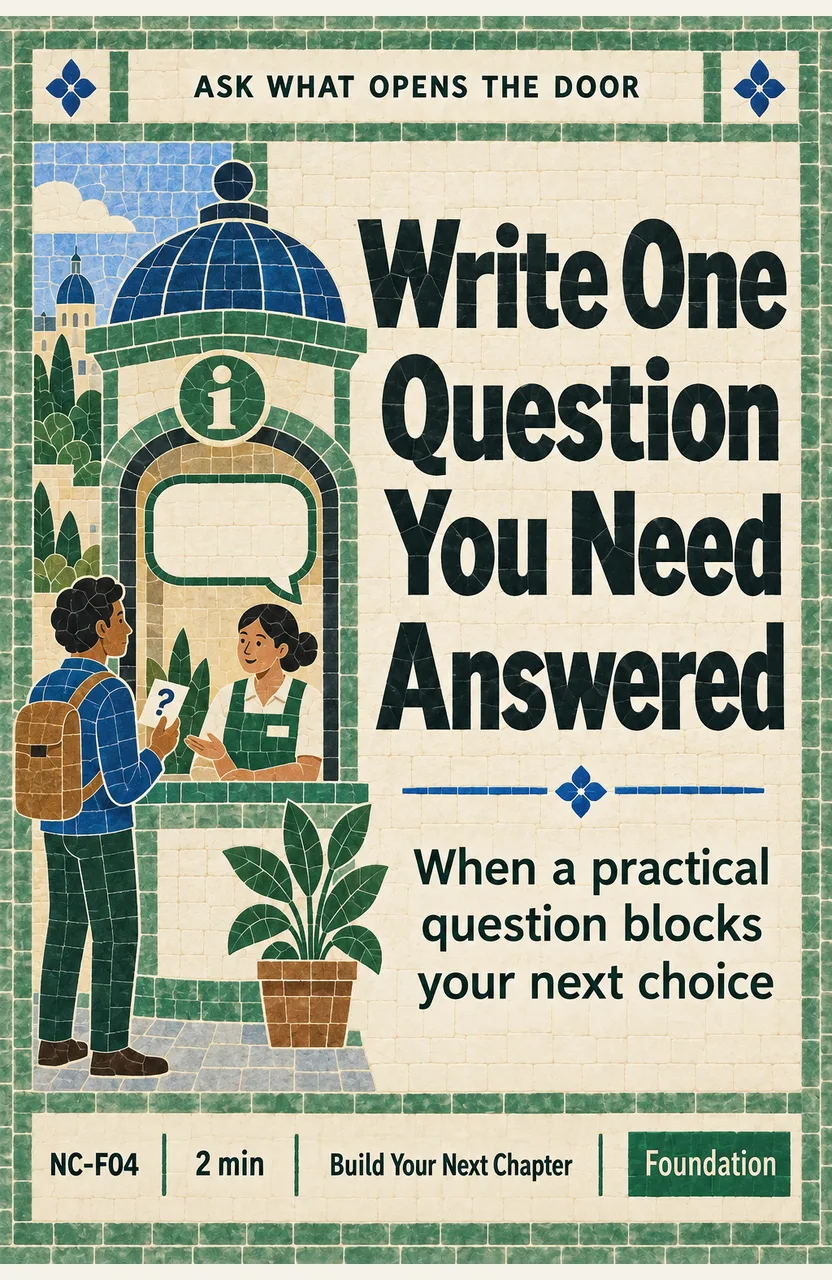 Write One Question You Need Answered When: a practical question blocks your next choice