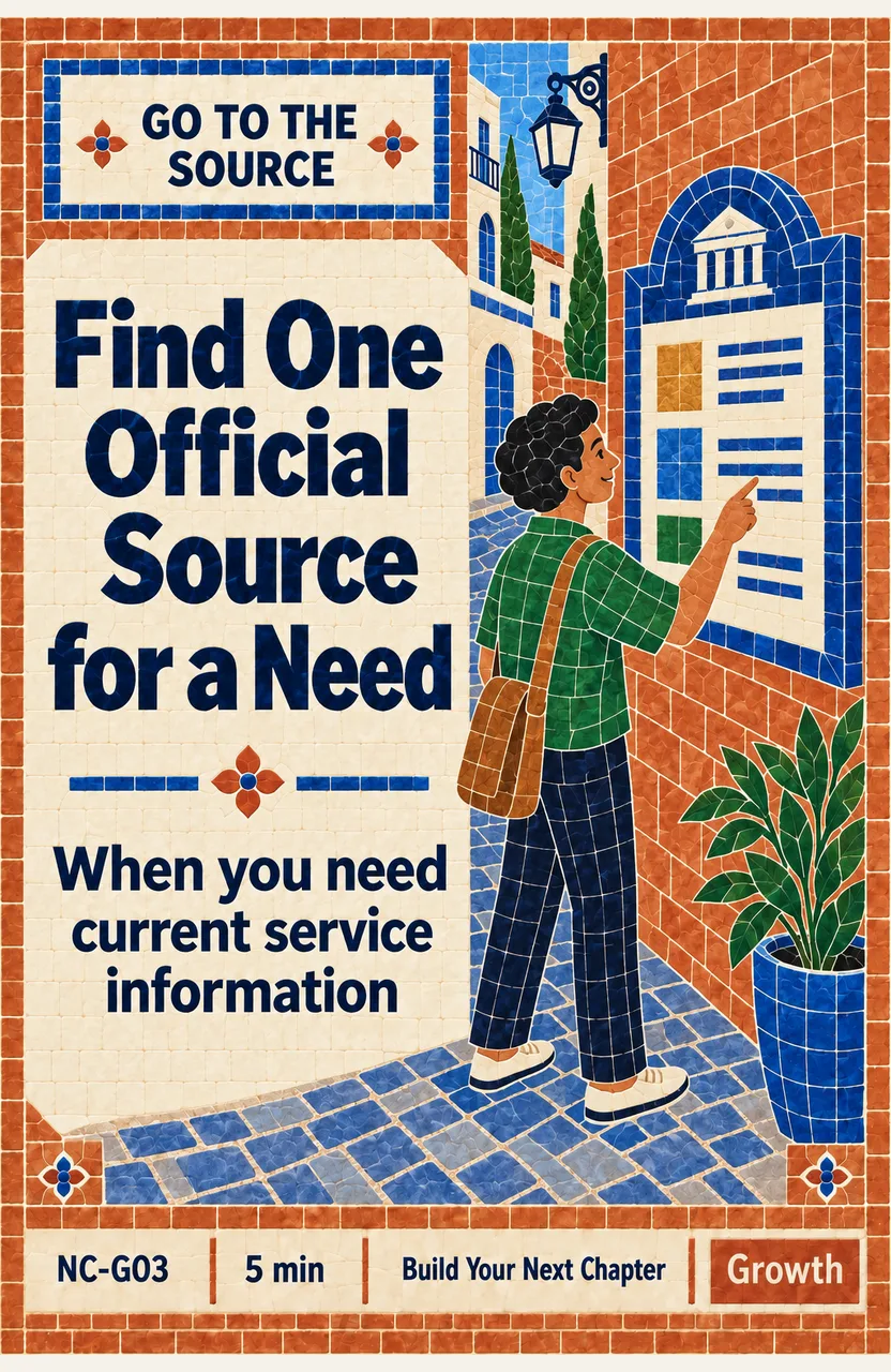 Find One Official Source for a Need When: you need current service information