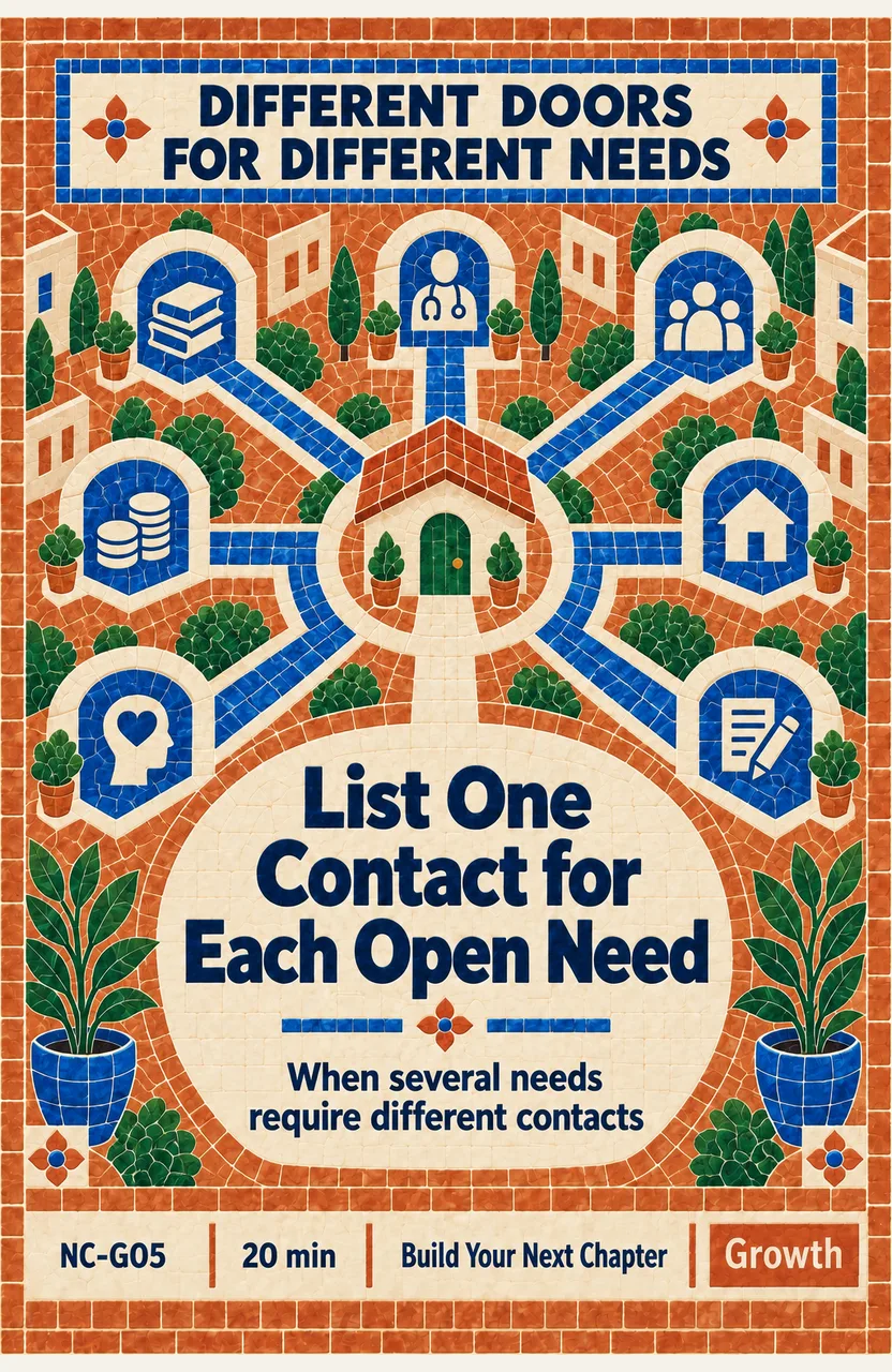 List One Contact for Each Open Need When: several needs require different contacts