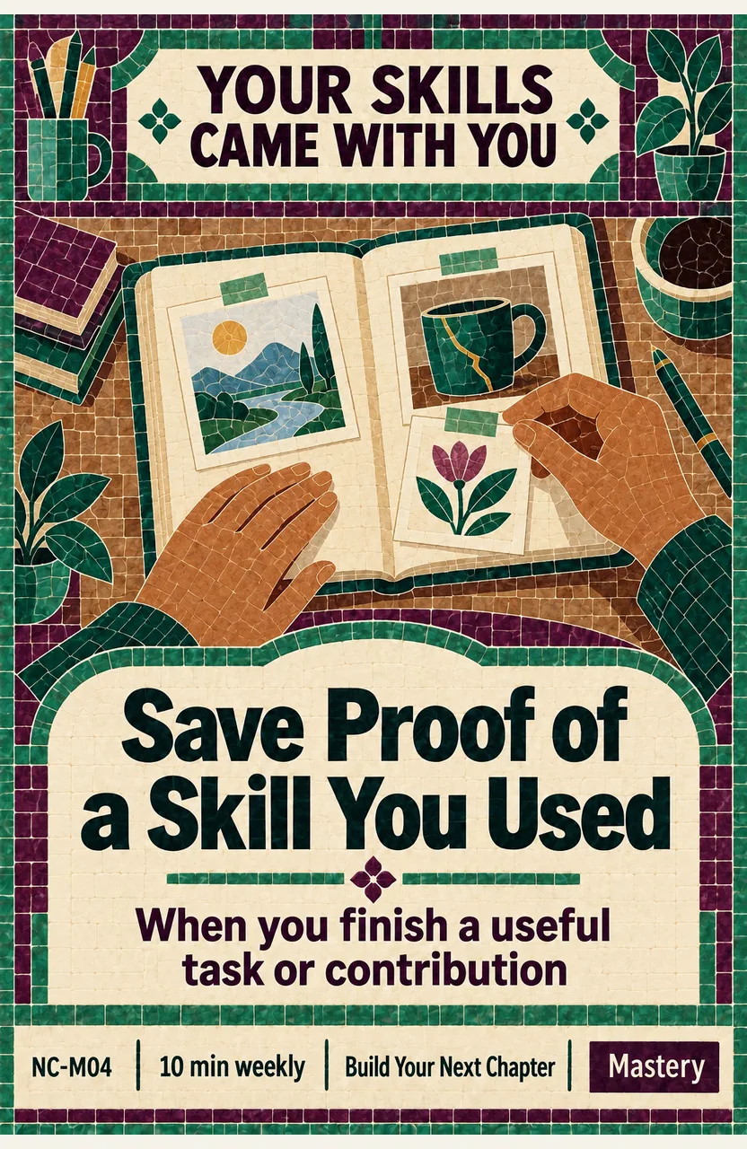 Collect Proof of Skills You Still Use When: you finish a useful task or contribution