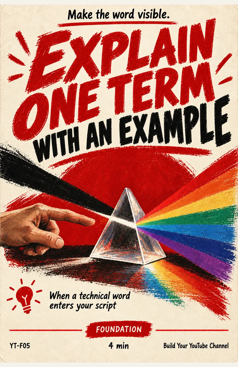 Explain one term with an example When: a technical word enters your script