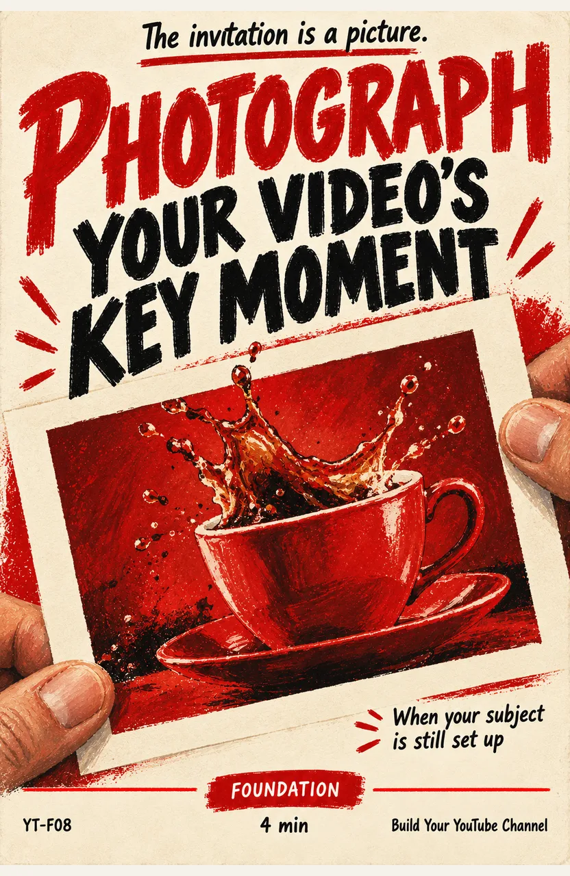 Photograph your video’s key moment When: your subject is still set up