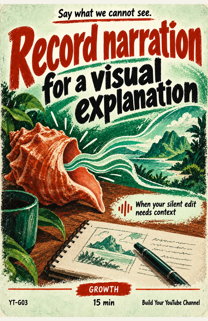 Record narration for a visual explanation When: your silent edit needs context