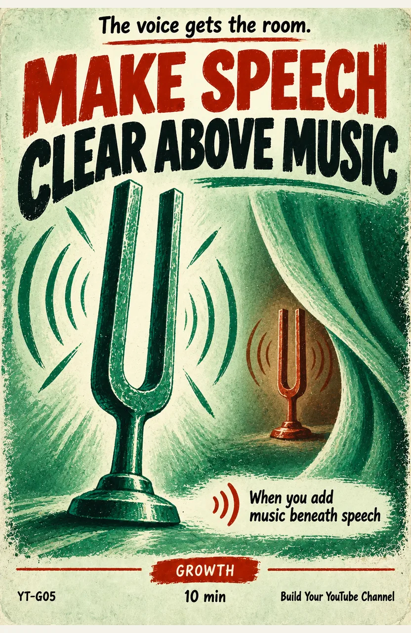 Make speech clear above music When: you add music beneath speech
