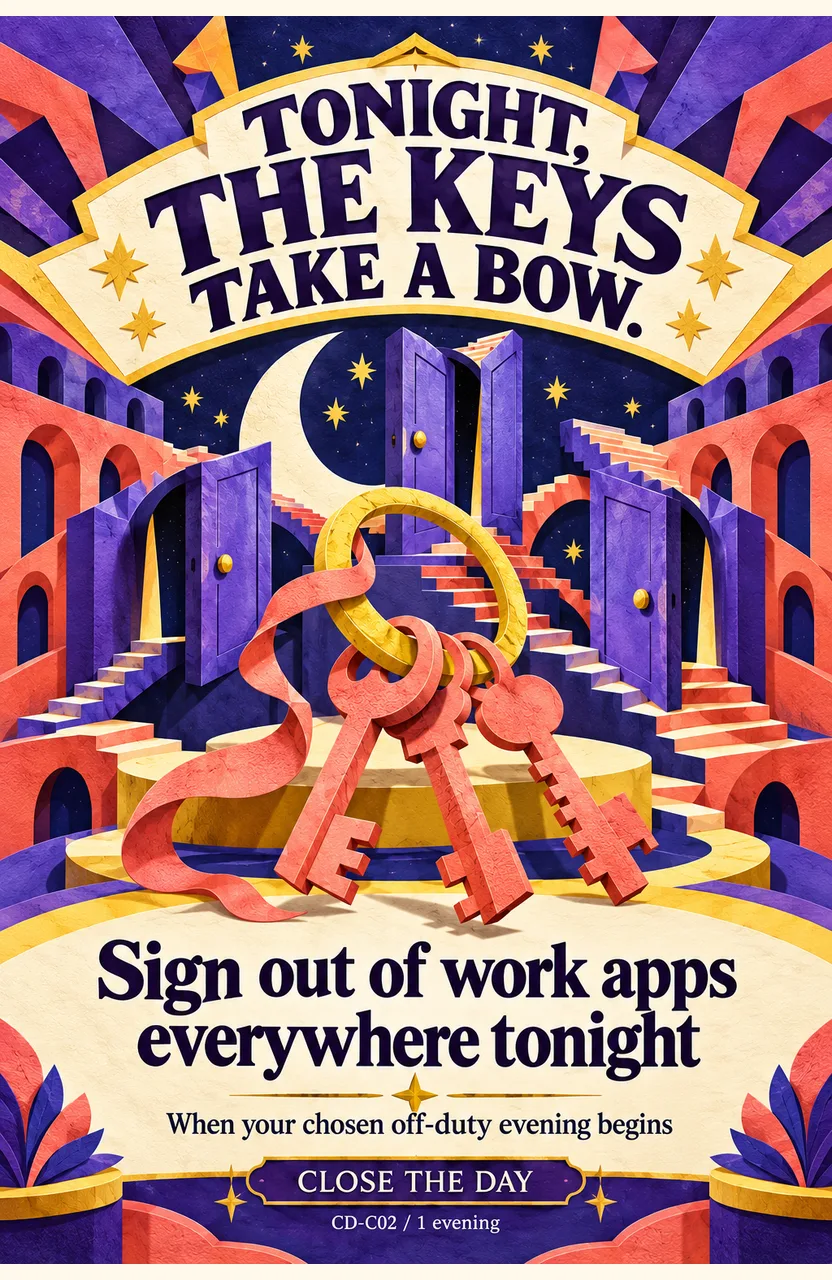 Sign out of work apps everywhere tonight When: a chosen evening begins when you have no required work coverage