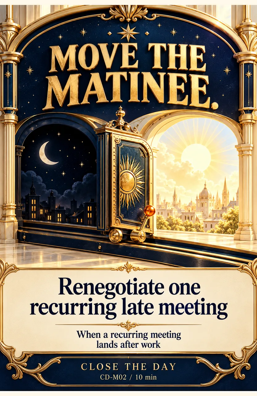 Renegotiate one recurring late meeting When: a recurring invitation lands beyond your agreed stop time