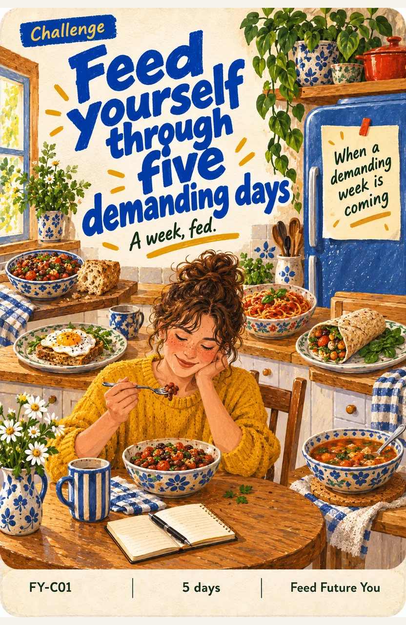 Feed yourself through five demanding days When: a demanding week is coming