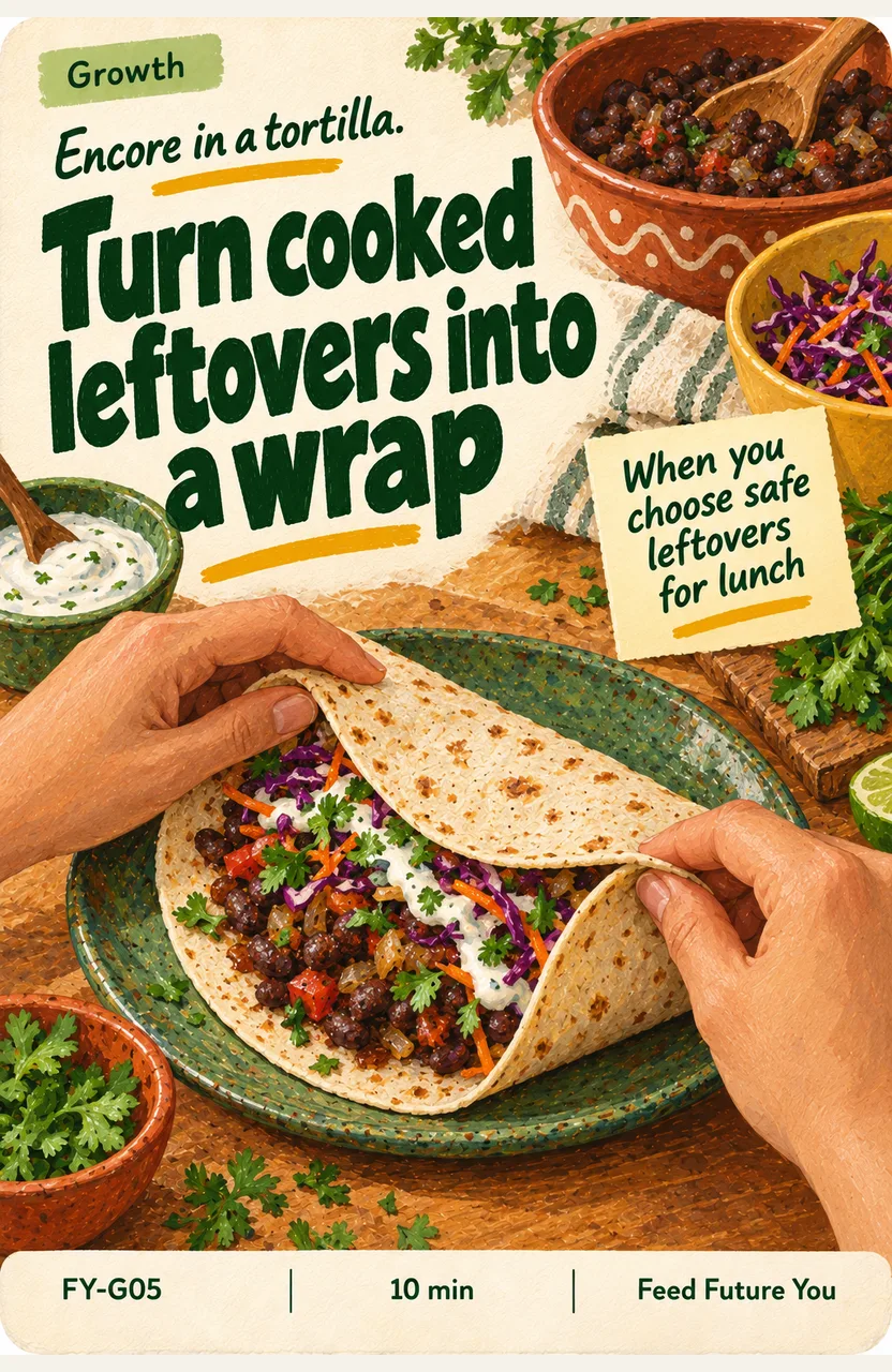 Turn cooked leftovers into a wrap When: you choose safe leftovers for lunch