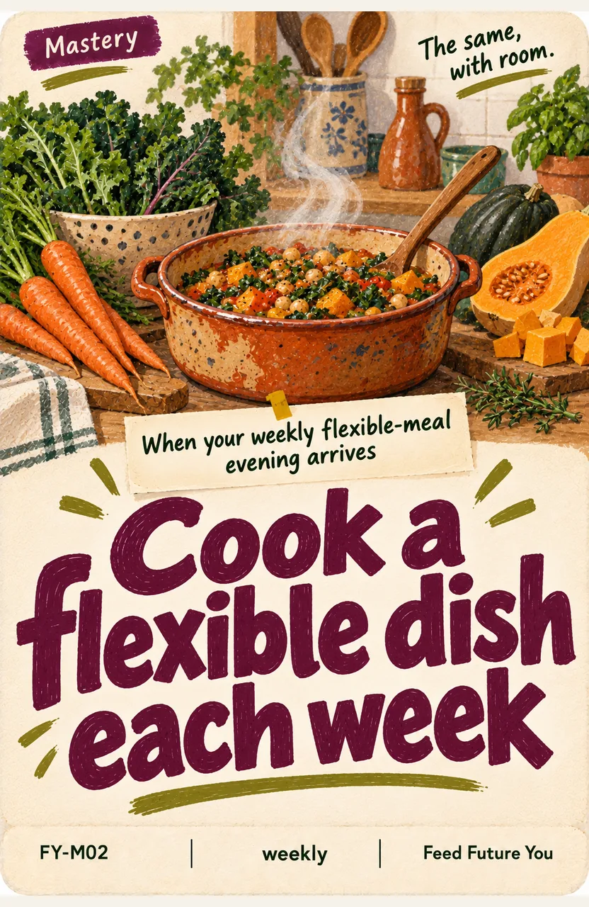 Cook a flexible dish each week When: your weekly flexible-meal evening arrives