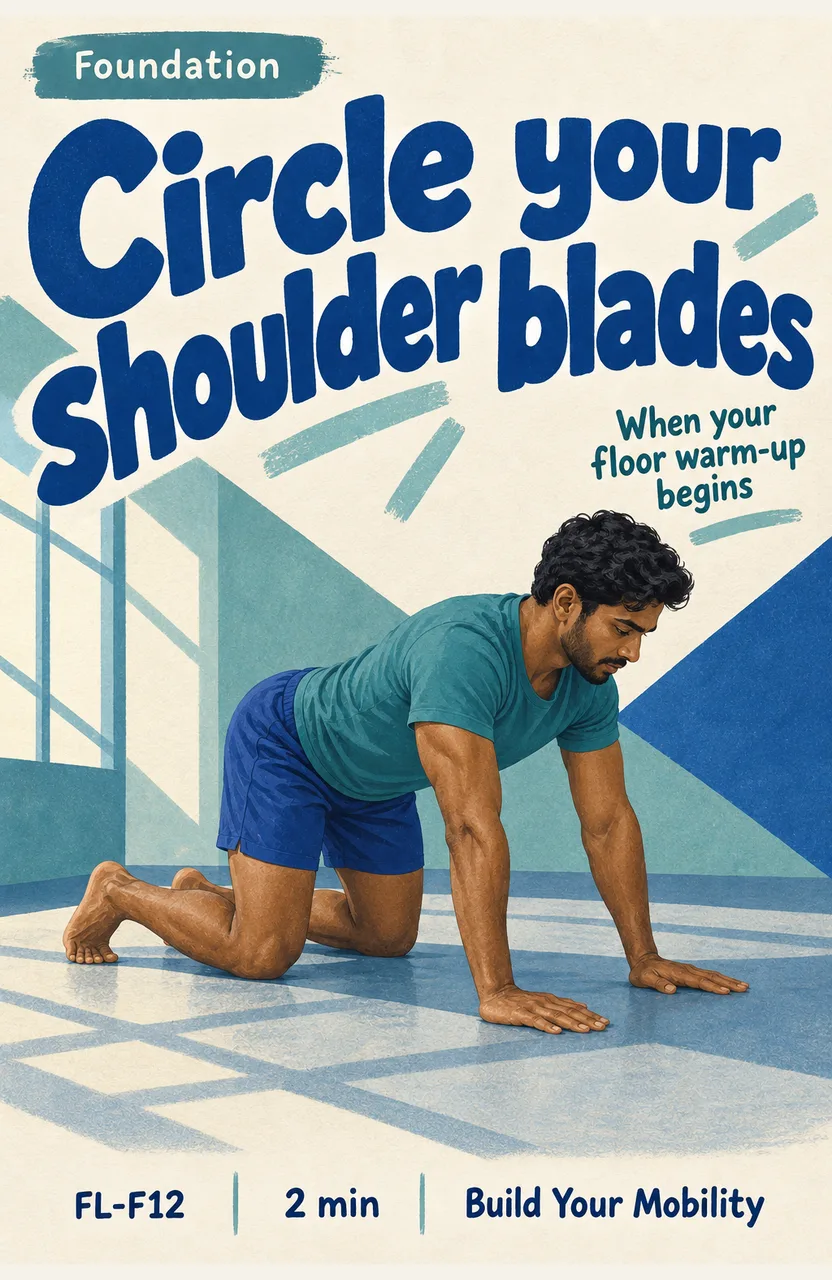 Circle your shoulder blades on all fours When: you begin the hands-and-knees part of your warm-up