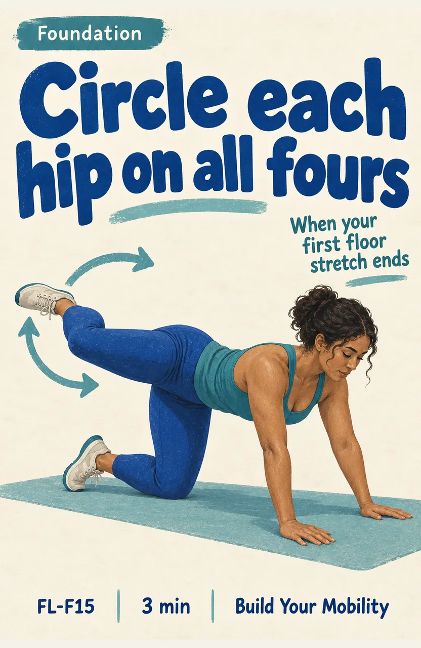Circle each hip on all fours When: you finish the first floor stretch in your warm-up