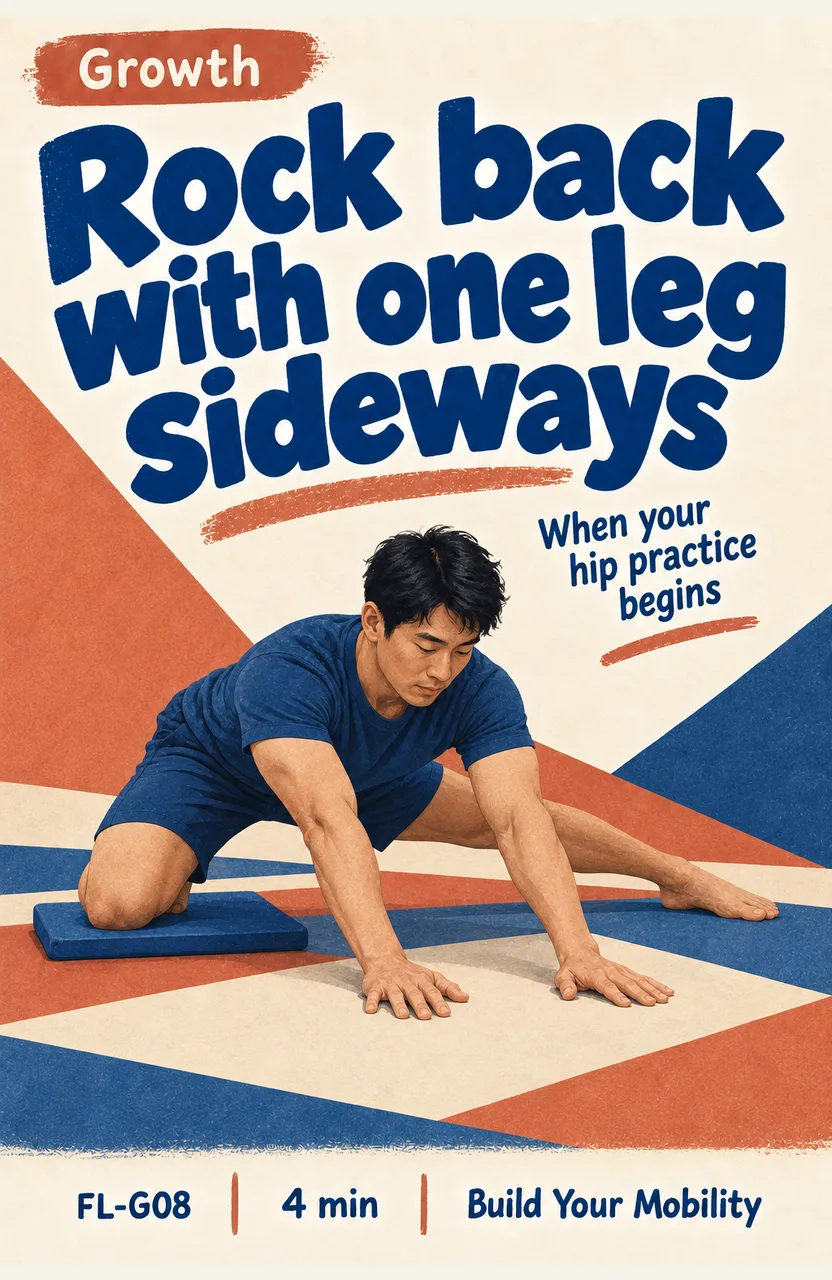 Rock back with one leg sideways When: you reach the hip section of your mat practice