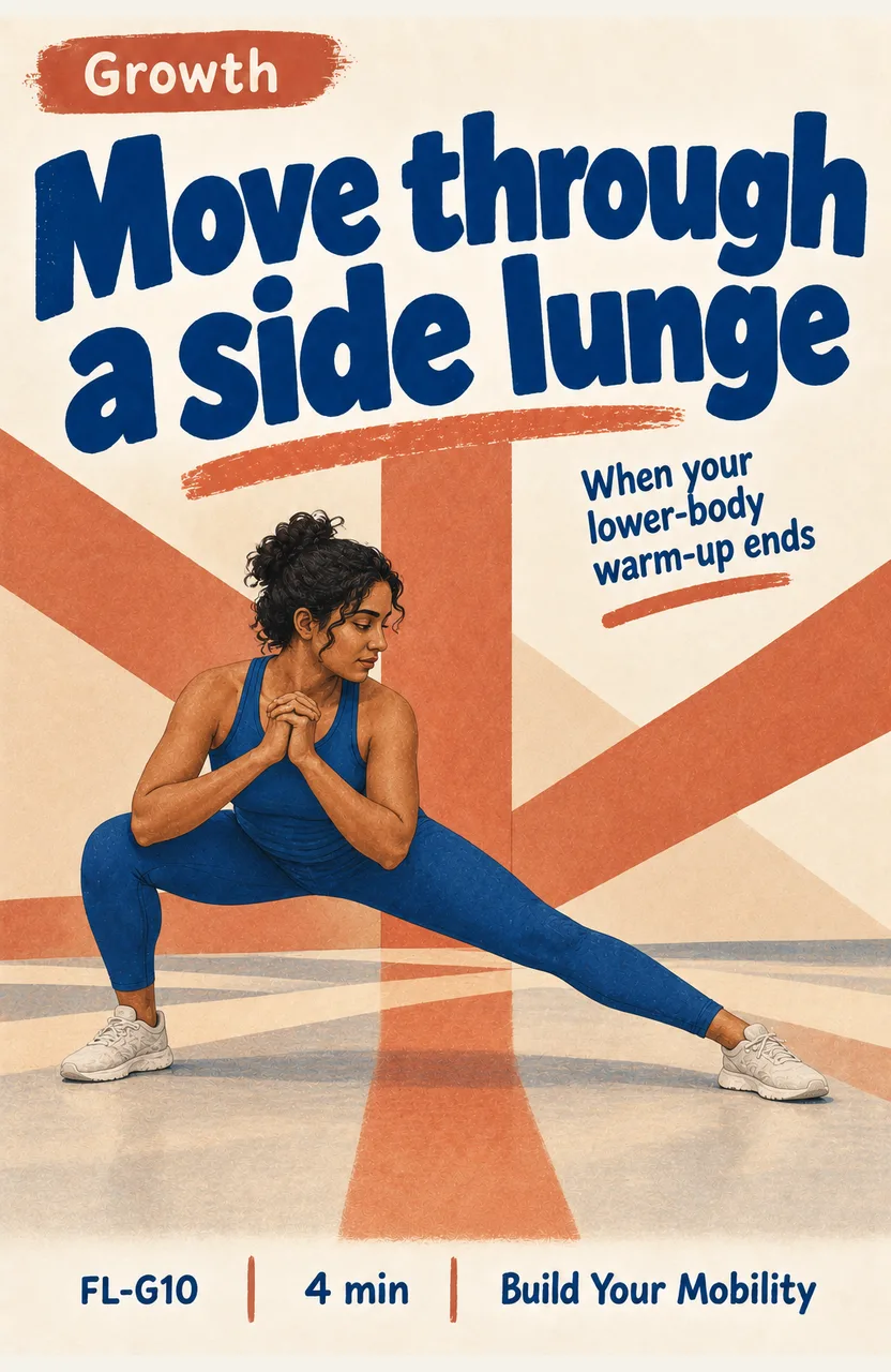 Move through a side lunge When: you finish warming up for lower-body practice