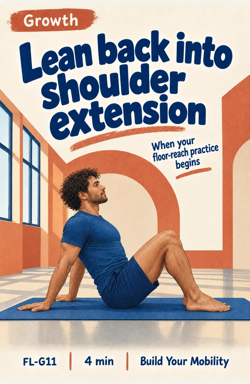 Lean back into supported shoulder extension When: you begin your floor-reach practice after warming up