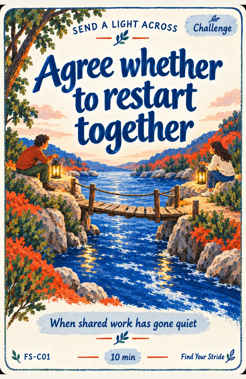 Agree whether to restart together When: When shared work has gone quiet.