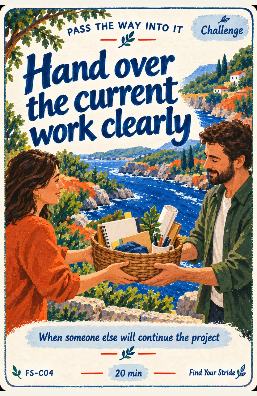 Hand over the current work clearly When: When someone else will continue the project.