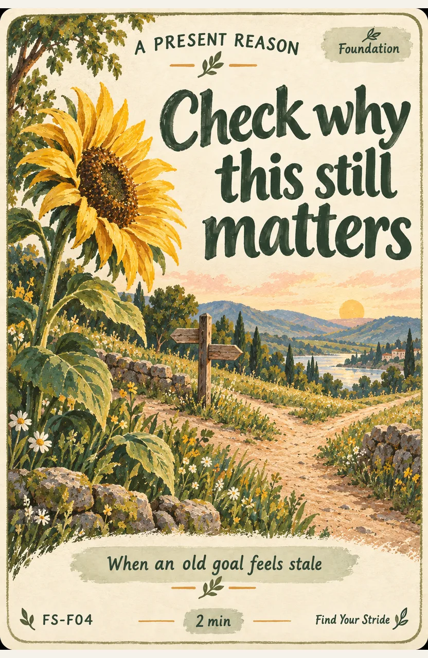 Check why this still matters When: When an old goal feels stale.