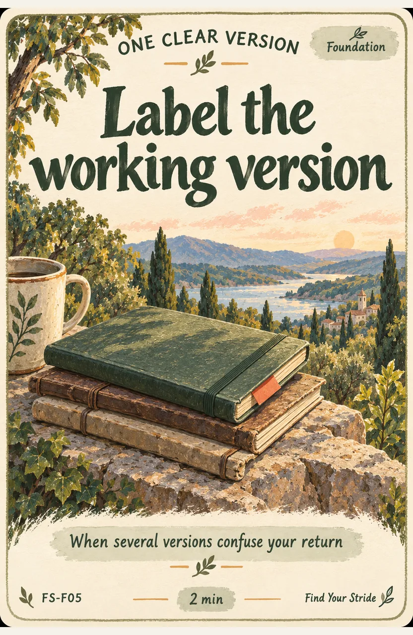 Label the working version When: When several versions confuse your return.
