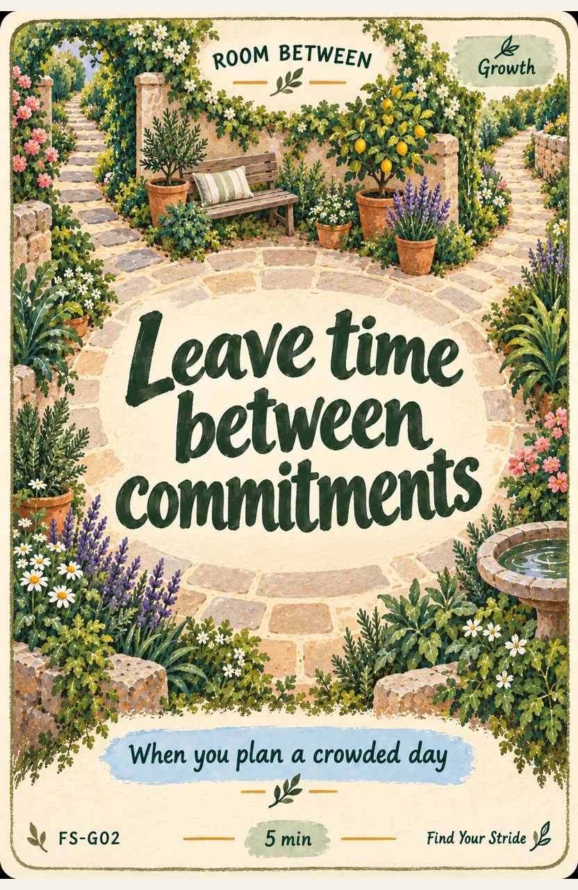 Leave time between commitments When: When you plan a crowded day.
